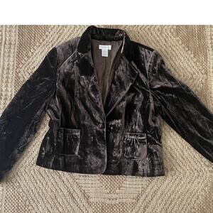 Worthington SZ 16 Brown Crushed velvet blazer Y2K 90s dark academia